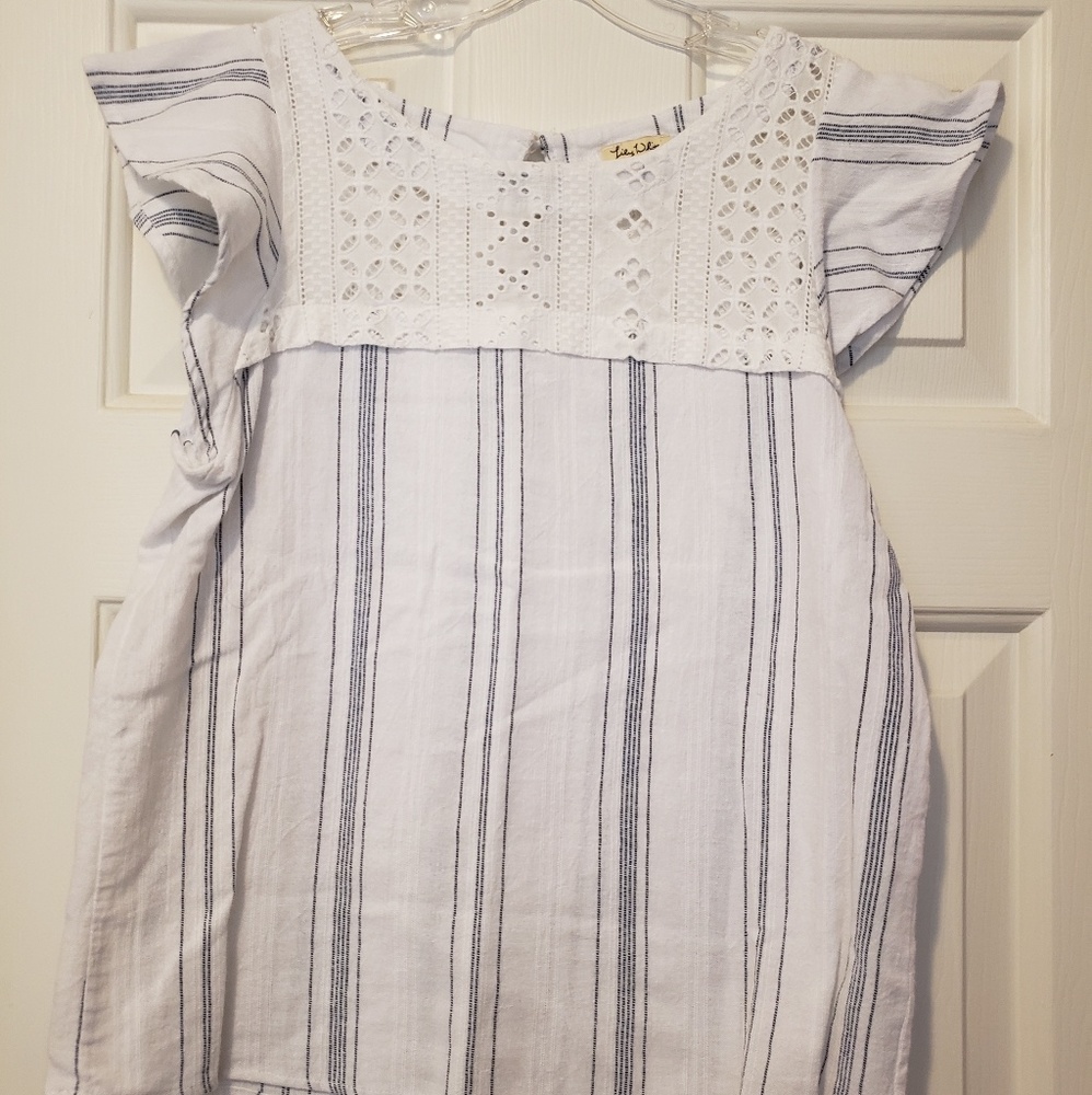Womens XS White Lace Striped Top